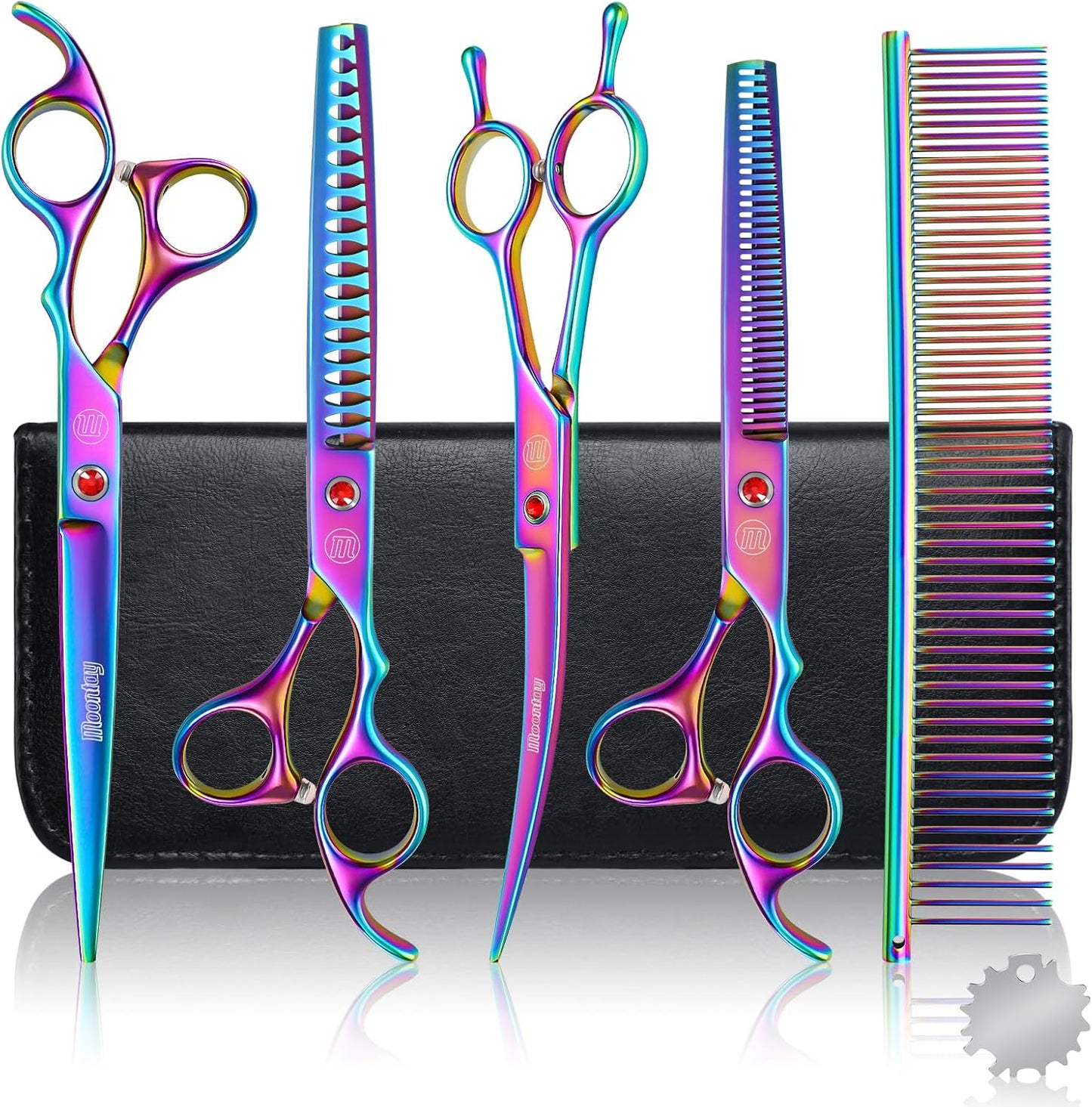Professional Dog Grooming Scissors Set, 7 Inch/8 Inch Pet Grooming Scissors Chunkers Shears for Dog, Curved Dog Grooming Scissors, Thinning Shears for Dog with Grooming Comb | Pet Grooming Chunkers Shears for Dog, Curved Dog Grooming Scissors, Thinning Sh