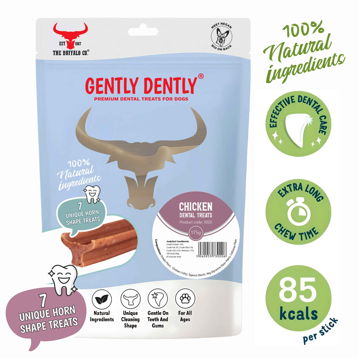 Natural Chicken Dental Treats for Dogs - Gently Dently 175g
