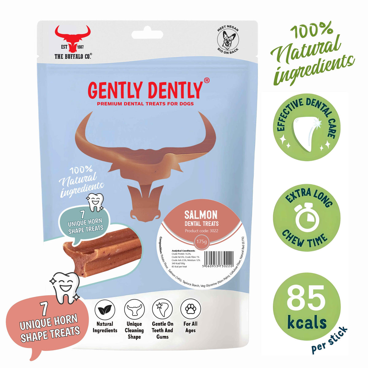 Gently Dently Salmon Dental Treats for Dogs - Natural & Effective Dental Care