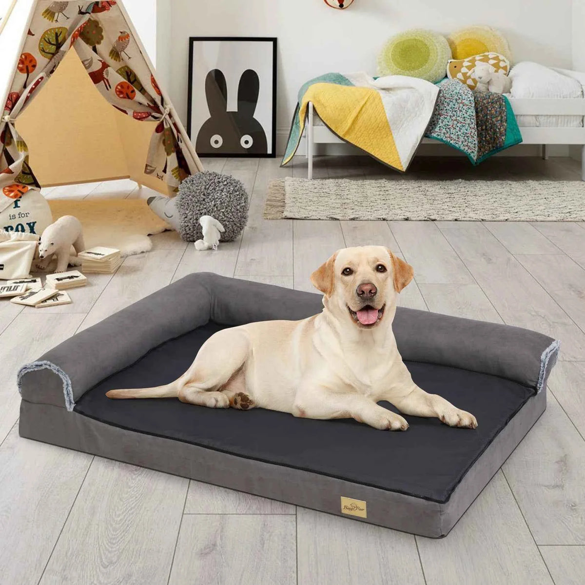 Calming Dog Bed for Large Dogs – BigngoPaw Heavy Duty L-Shape Sofas for Ultimate Comfort