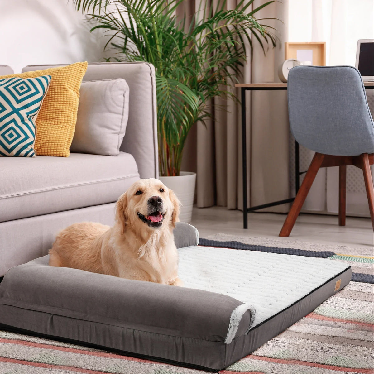 Calming Dog Bed for Large Dogs – BigngoPaw Heavy Duty L-Shape Sofas for Ultimate Comfort